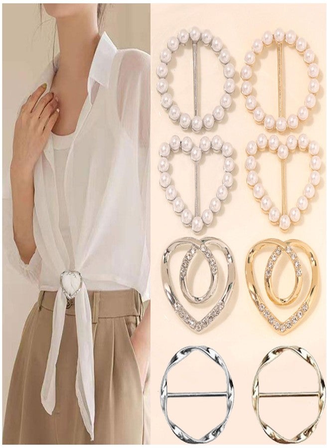 Decixde 4PCS Scarf Ring Clip Shirt Clip T-Shirt Ties Clips Clothes Corner Knotted Button for Women (Gold) - Image 5